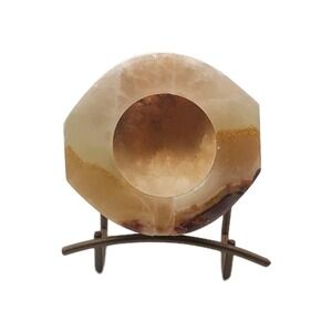 Vintage Onyx Marble Ashtray Small Octagon Carved Natural Stone 4" Pakistan MCM